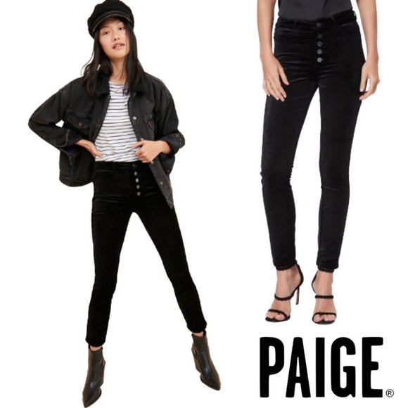 Paige Hoxton Ankle Peg Black Velvet Pants - Picture 1 of 15